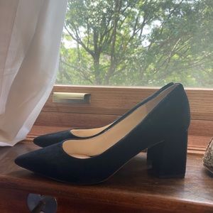 Mark Fisher block heel in black suede, size 8.